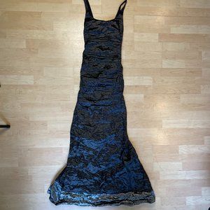 Nicole Miller Black Satin Techno Metal Evening Gown - NWOT